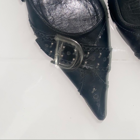 VINTAGE CHRISTIAN DIOR POINTY BLACK HEELS 39/2 - Picture 5 of 6